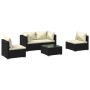 Garden furniture set, 5 pieces, with black synthetic rattan cushions. by vidaXL, Garden sets - Ref: Foro24-3102175, Price: 47...