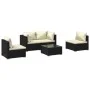 Gartenmöbel Set 5 Stück und Kissen Kunststoff Rattan schwarz von vidaXL, Gartensets - Ref: Foro24-3102175, Preis: 414,41 €, R...