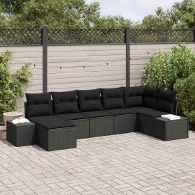 Conjunto de sofá de jardín 7 pcs Negro ratán sintético en Conjuntos de jardín | Comprar online en Foro24
