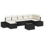 Conjunto de sofá de jardín con cojín 8 pcs Negro Poliratán