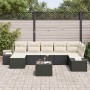 Conjunto de sofá de jardín con cojín 8 pcs Negro Poliratán