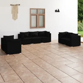 7-teiliges Gartenmöbel-Set und schwarze synthetische Rattankissen von vidaXL, Gartensets - Ref: Foro24-3102264, Preis: 694,47...