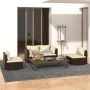 Set muebles de jardín 4 piezas y cojines ratán sintético marrón de vidaXL, Conjuntos de jardín - Ref: Foro24-3102170, Precio:...