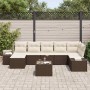 Conjunto de sofá de jardín con cojín 8 pcs Marrón Poliratán
