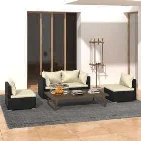 4-piece garden furniture set and black synthetic rattan cushions by vidaXL, Garden sets - Ref: Foro24-3102167, Price: 385,47 ...