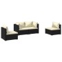 4-teiliges Gartenmöbel-Set und schwarze synthetische Rattankissen von vidaXL, Gartensets - Ref: Foro24-3102167, Preis: 407,38...