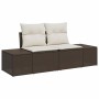 Conjunto de sofá de jardín con cojín 8 pcs Marrón Poliratán