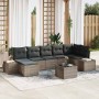 Conjunto de sofá de jardín con cojín 8 pcs Gris Poliratán