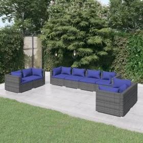 Garden furniture set 8 pieces and gray synthetic rattan cushions by vidaXL, Garden sets - Ref: Foro24-3102286, Price: 756,98 ...