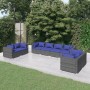 Set de muebles de jardín 8 pzas y cojines ratán sintético gris