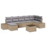 Conjunto de sofá de jardín con cojín 8 pcs Beige Poliratán