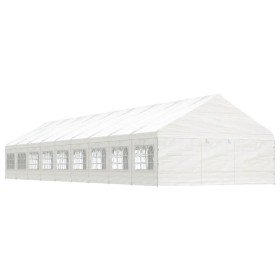 Cenador con techo polietileno blanco 20,07x5,88x3,75 m
