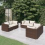 6-teiliges Gartenmöbel-Set und braune synthetische Rattankissen von vidaXL, Gartensets - Ref: Foro24-3102298, Preis: 561,77 €...