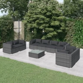 9-teiliges Gartenmöbel-Set und graue synthetische Rattankissen von vidaXL, Gartensets - Ref: Foro24-3102293, Preis: 1,00 €, R...