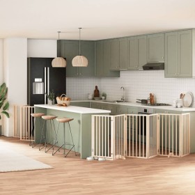 Puerta para perros plegable 15 paneles madera de álamo 750 cm