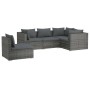 Set de muebles de jardín 5 pzas y cojines ratán sintético gris de vidaXL, Conjuntos de jardín - Ref: Foro24-3102317, Precio: ...