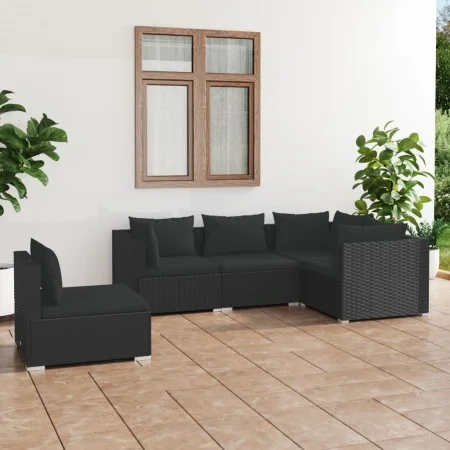 5-piece garden furniture set and black synthetic rattan cushions by vidaXL, Garden sets - Ref: Foro24-3102312, Price: 489,09 ...