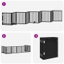 Puerta para perros plegable 9 paneles madera álamo negra 450 cm