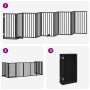 Puerta para perros plegable 9 paneles madera álamo negra 450 cm