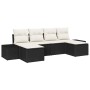 Conjunto de sofá de jardín con cojín 6 pcs Negro Poliratán