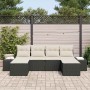 Conjunto de sofá de jardín con cojín 6 pcs Negro Poliratán