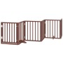 Puerta de perros plegable 9 paneles madera álamo marrón 450 cm