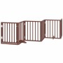 Puerta de perros plegable 15 paneles madera álamo marrón 750 cm