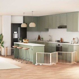Puerta para perros plegable 8 paneles madera de álamo 640 cm