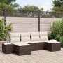Conjunto de sofá de jardín con cojín 6 pcs Marrón Poliratán