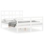 White solid wood bed frame with headboard 140x200 cm by vidaXL, Beds and slatted bases - Ref: Foro24-3194832, Price: 133,75 €...
