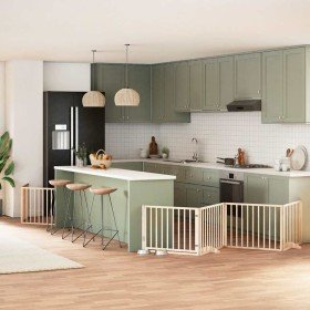 Puerta para perros plegable 12 paneles madera de álamo 960 cm