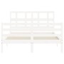 Weißer Massivholzbettrahmen mit Kopfteil 140x200 cm von vidaXL, Betten und Lattenroste - Ref: Foro24-3194832, Preis: 133,83 €...