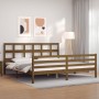 Honey brown solid wood bed frame and headboard 200x200 cm by vidaXL, Beds and slatted bases - Ref: Foro24-3194854, Price: 174...