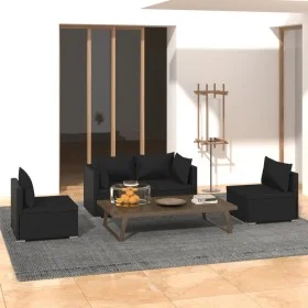 Gartenmöbel Set 4 Stück und Kissen Kunststoff Rattan schwarz von vidaXL, Gartensets - Ref: Foro24-3102168, Preis: 442,75 €, R...