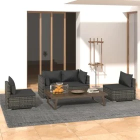 4-piece garden furniture set and gray synthetic rattan cushions by vidaXL, Garden sets - Ref: Foro24-3102173, Price: 424,35 €...