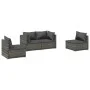 4-teiliges Gartenmöbel-Set und graue synthetische Rattankissen von vidaXL, Gartensets - Ref: Foro24-3102173, Preis: 424,35 €,...