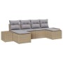 Conjunto de sofá de jardín con cojín 6 pcs Beige Poliratán