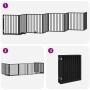 Puerta de perros plegable 8 paneles madera álamo negra 640 cm