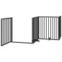 Puerta de perros plegable 10 paneles madera álamo negra 800 cm