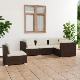 5-piece garden furniture set and brown synthetic rattan cushions by vidaXL, Garden sets - Ref: Foro24-3102314, Price: 453,35 ...