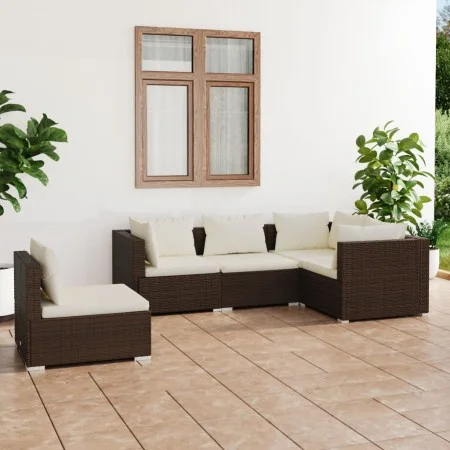 5-piece garden furniture set and brown synthetic rattan cushions by vidaXL, Garden sets - Ref: Foro24-3102314, Price: 453,35 ...