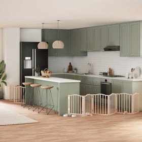 Puerta para perros plegable 9 paneles madera de álamo 450 cm