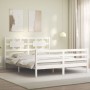Weißer Massivholzbettrahmen mit Kopfteil 160x200 cm von vidaXL, Betten und Lattenroste - Ref: Foro24-3194452, Preis: 148,08 €...