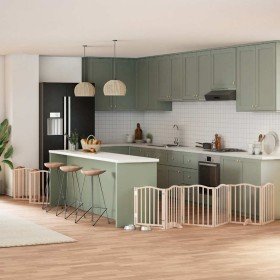 Puerta para perros plegable 15 paneles madera de álamo 750 cm