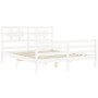 Weißer Massivholzbettrahmen mit Kopfteil 160x200 cm von vidaXL, Betten und Lattenroste - Ref: Foro24-3194452, Preis: 148,08 €...