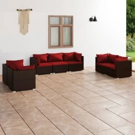 Gartenmöbel Set 7 Stück und Kissen braun synthetischen Rattan von vidaXL, Gartensets - Ref: Foro24-3102267, Preis: 612,95 €, ...