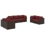 Garden furniture set 7 pieces with brown synthetic rattan cushions by vidaXL, Garden sets - Ref: Foro24-3102267, Price: 612,9...