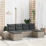 Conjunto de sofá de jardín con cojín 6 pcs Gris claro Poliratán