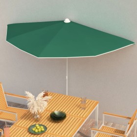 Sombrilla de jardín semicircular con palo verde 180x90 cm