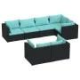 Gartenmöbel- und Kissenset, 7-teilig, schwarzes synthetisches Rattan von vidaXL, Gartensets - Ref: Foro24-3102473, Preis: 705...